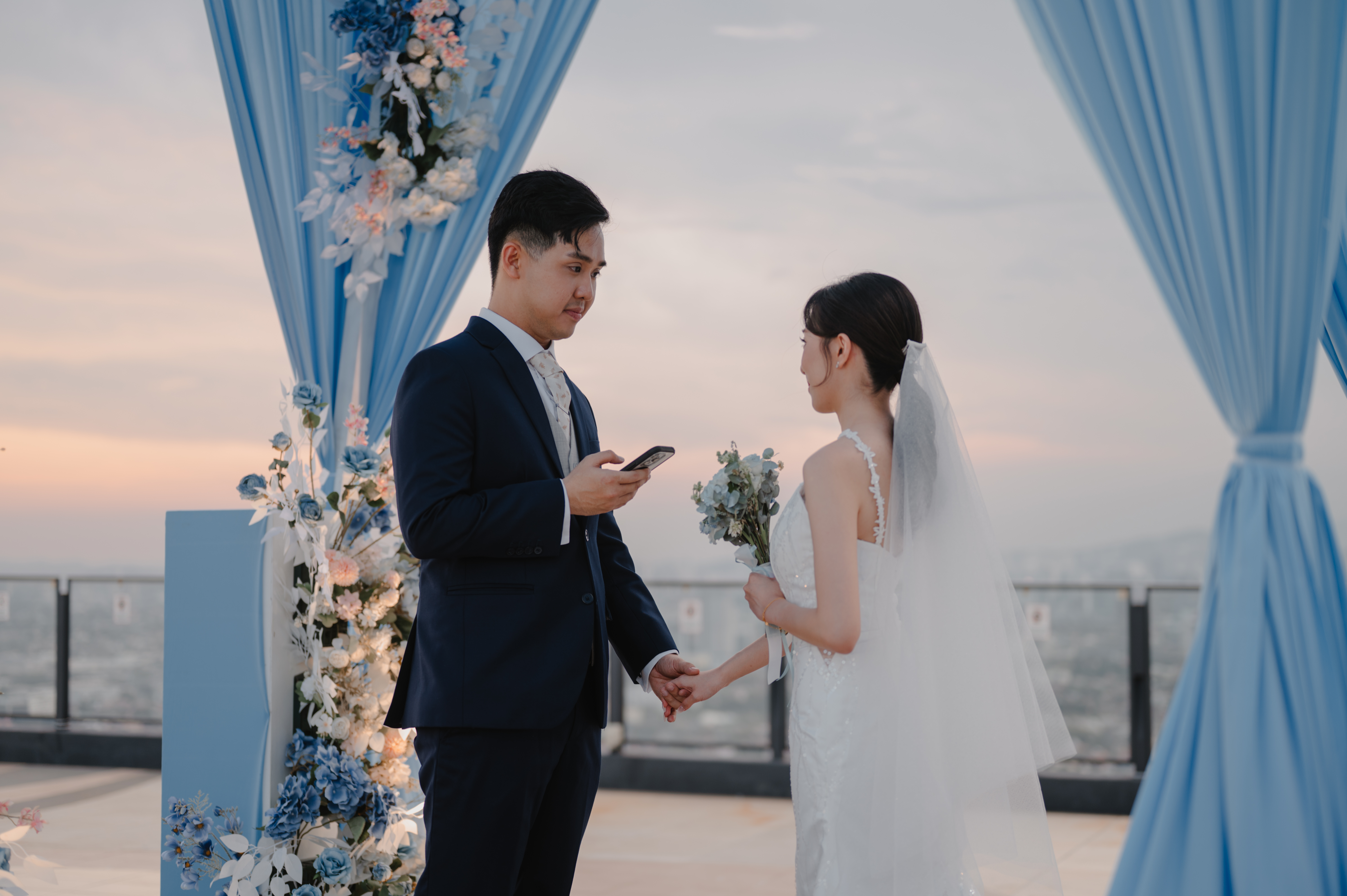 Adrian and Wendy sunset ceremony at W. in the Sky