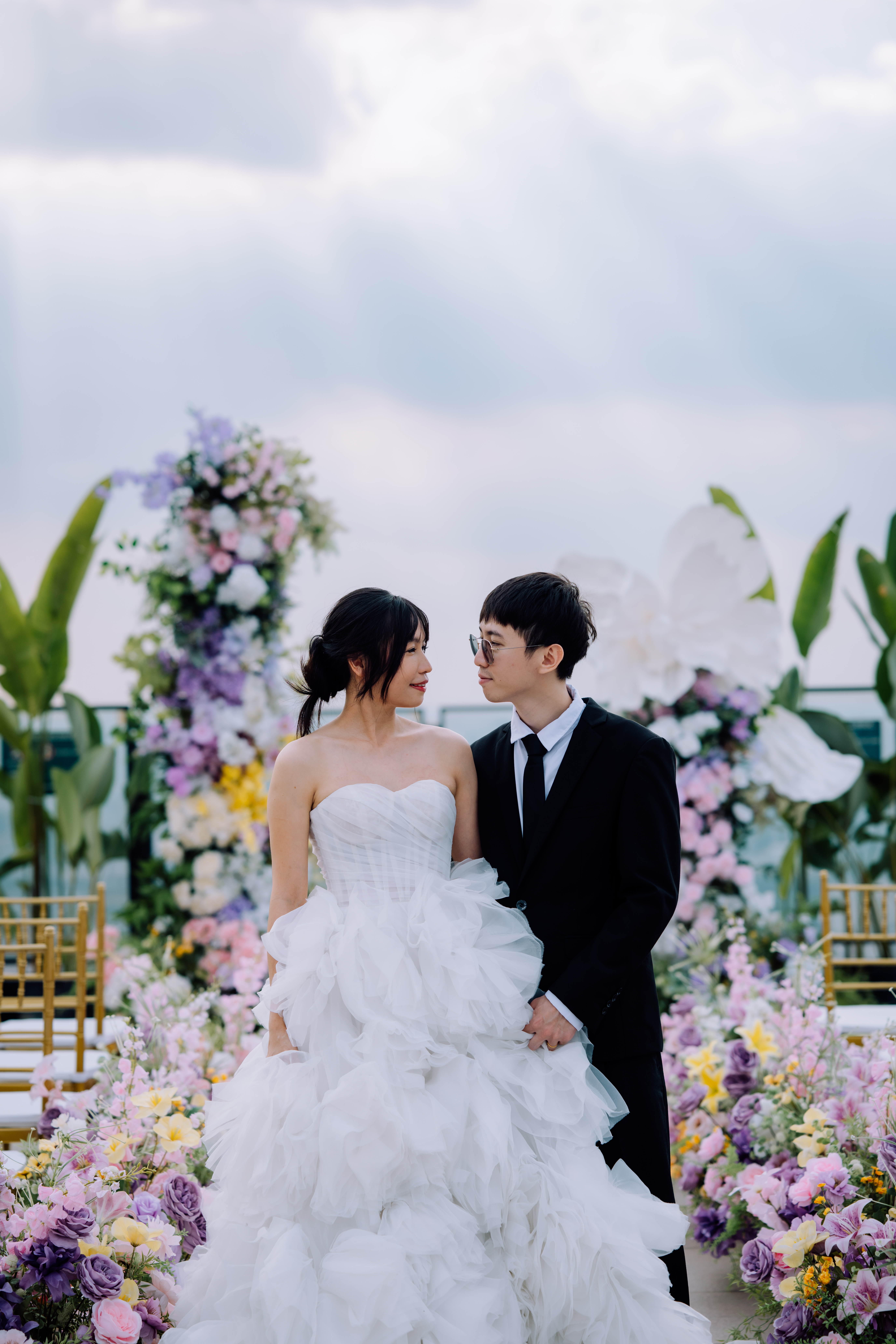 Eric and Jessica portrait at rooftop ROM venue KL