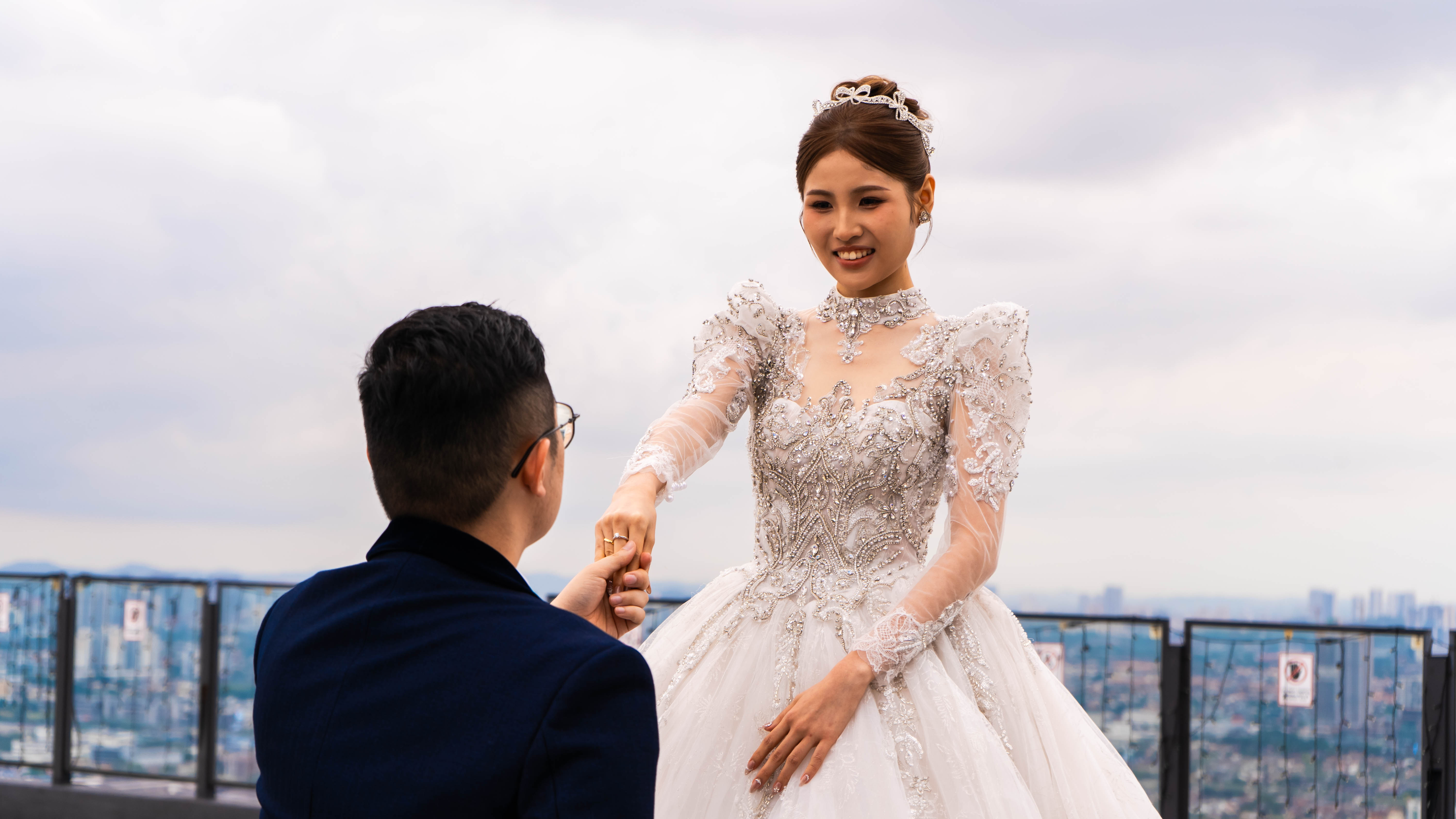 Tik Fong and Chi Hui couple portrait rooftop KL